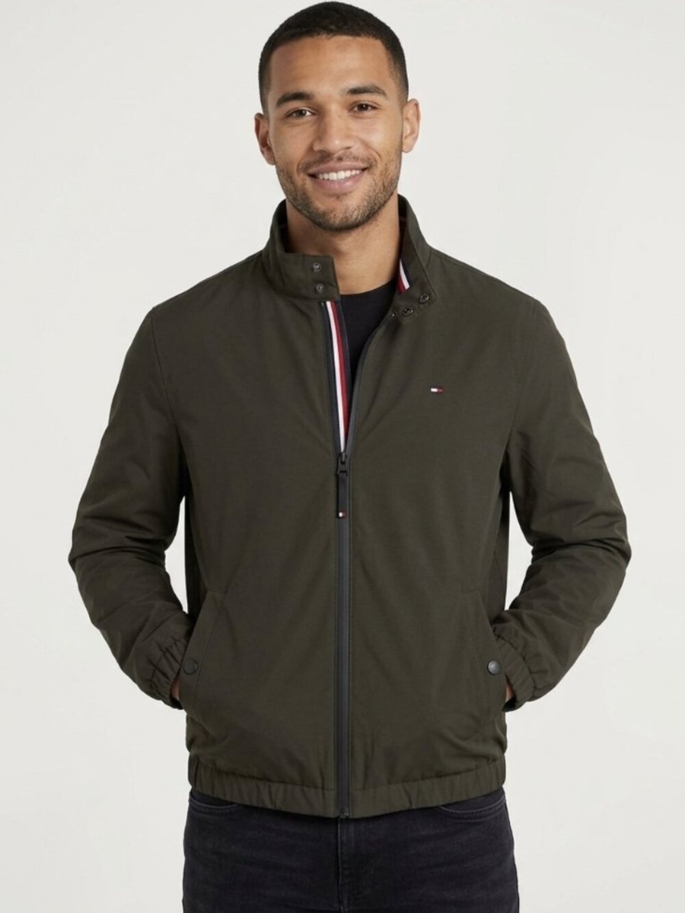 Men's Tommy Hilfiger Lightweight Bomber Jacket - Olive Green (Size M)